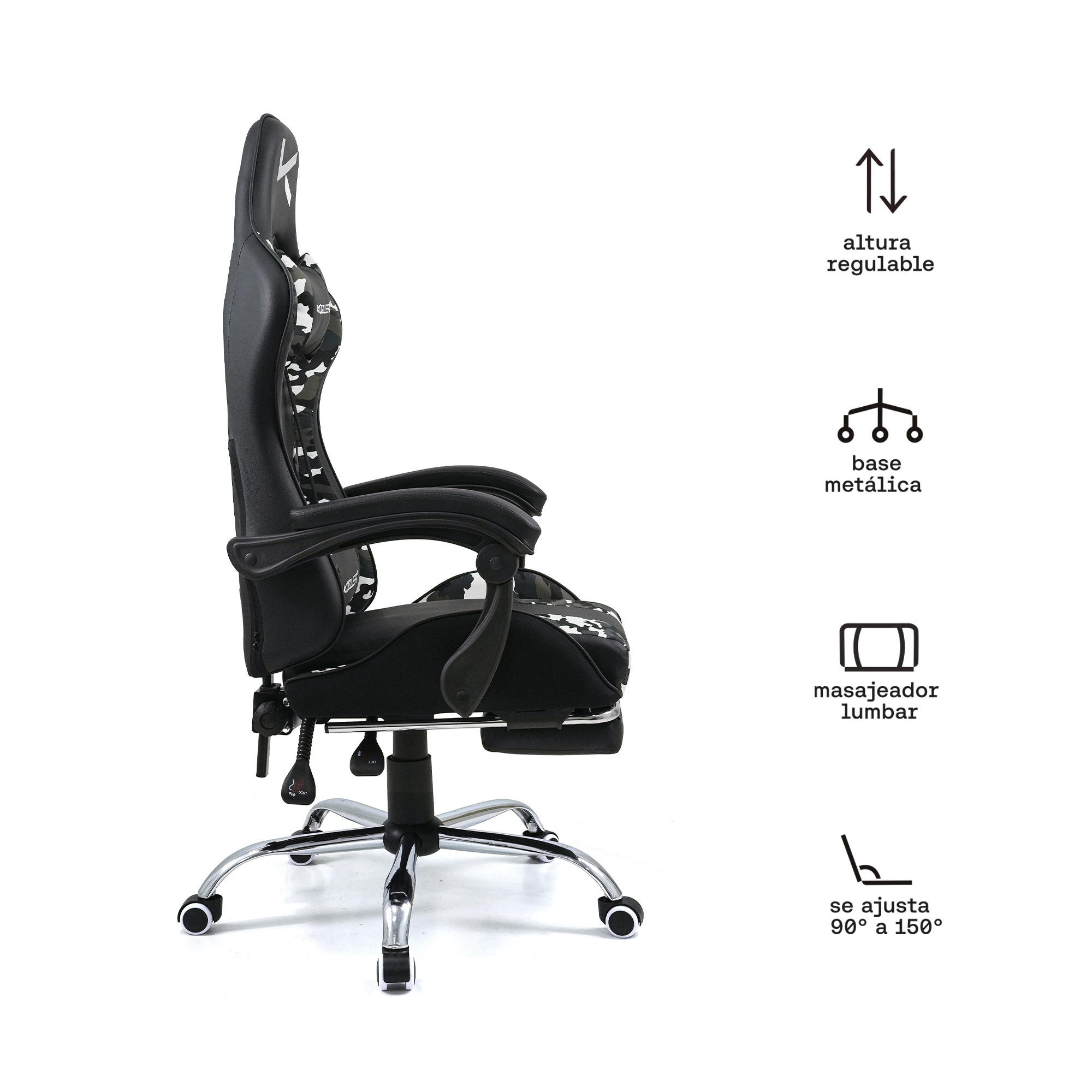 KUZLER SILLA GAMER CAMUFLADO GRIS RIK-101CAMO - Imagen 2