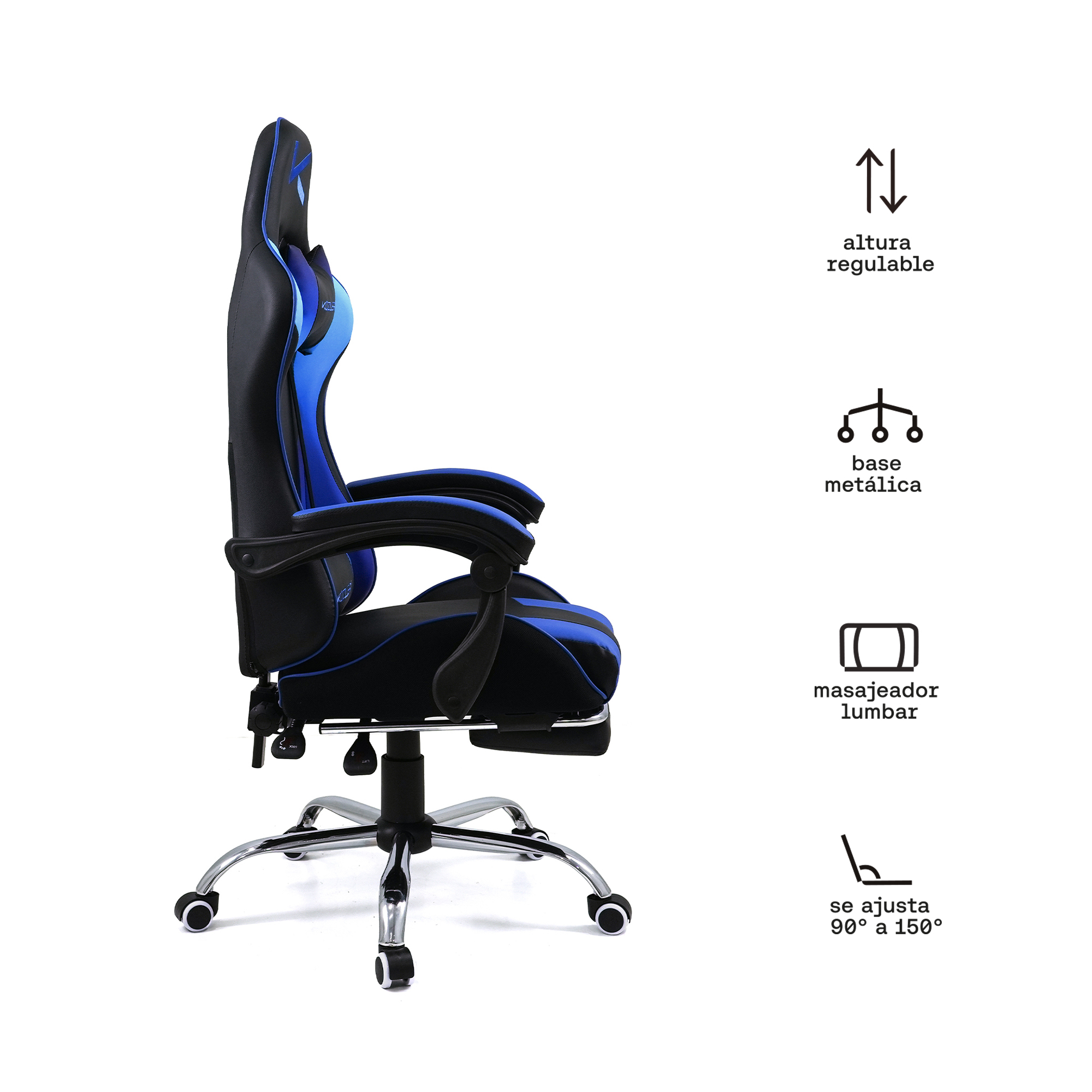 KUZLER SILLA GAMER NEGRO-AZUL RIK-101A - Imagen 8