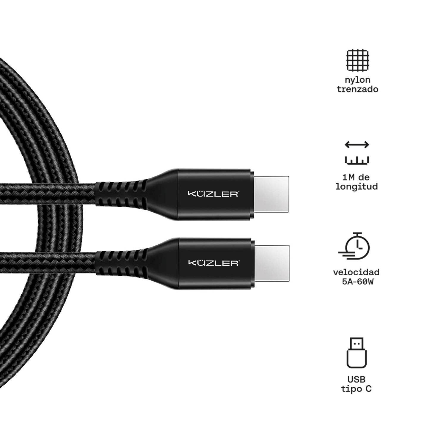 KUZLER CABLE TIPO C 3A - 1M NOVA - Imagen 2