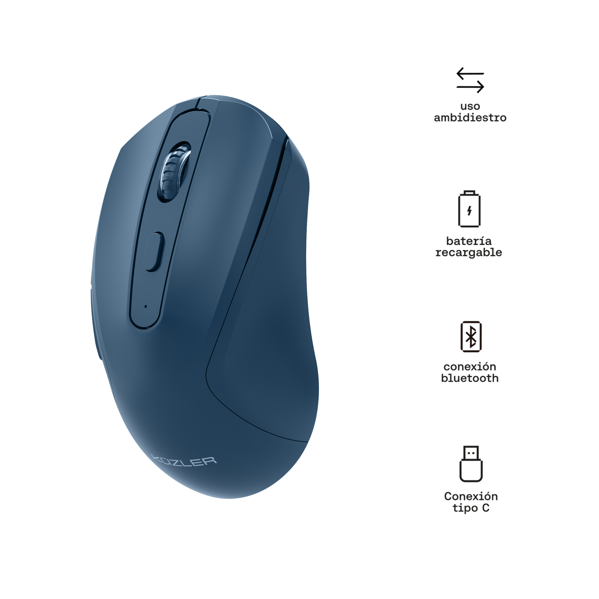 KUZLER MOUSE BT RECARGABLE SILENCIOSO AZUL FONZ-101A - Imagen 2