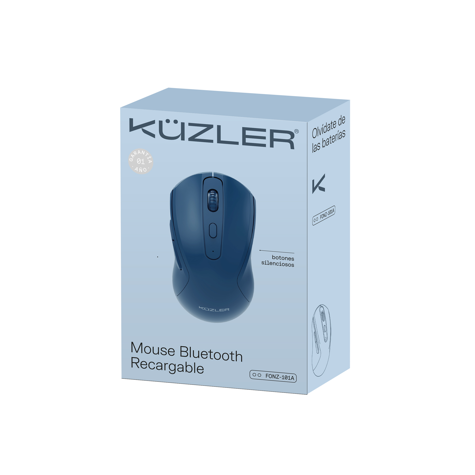 KUZLER MOUSE BT RECARGABLE SILENCIOSO AZUL FONZ-101A - Imagen 6
