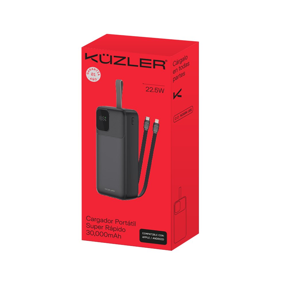 KUZLER POWERBANK CARG INLAM 30,000MAH 22.5W NOARK-101 - Imagen 6